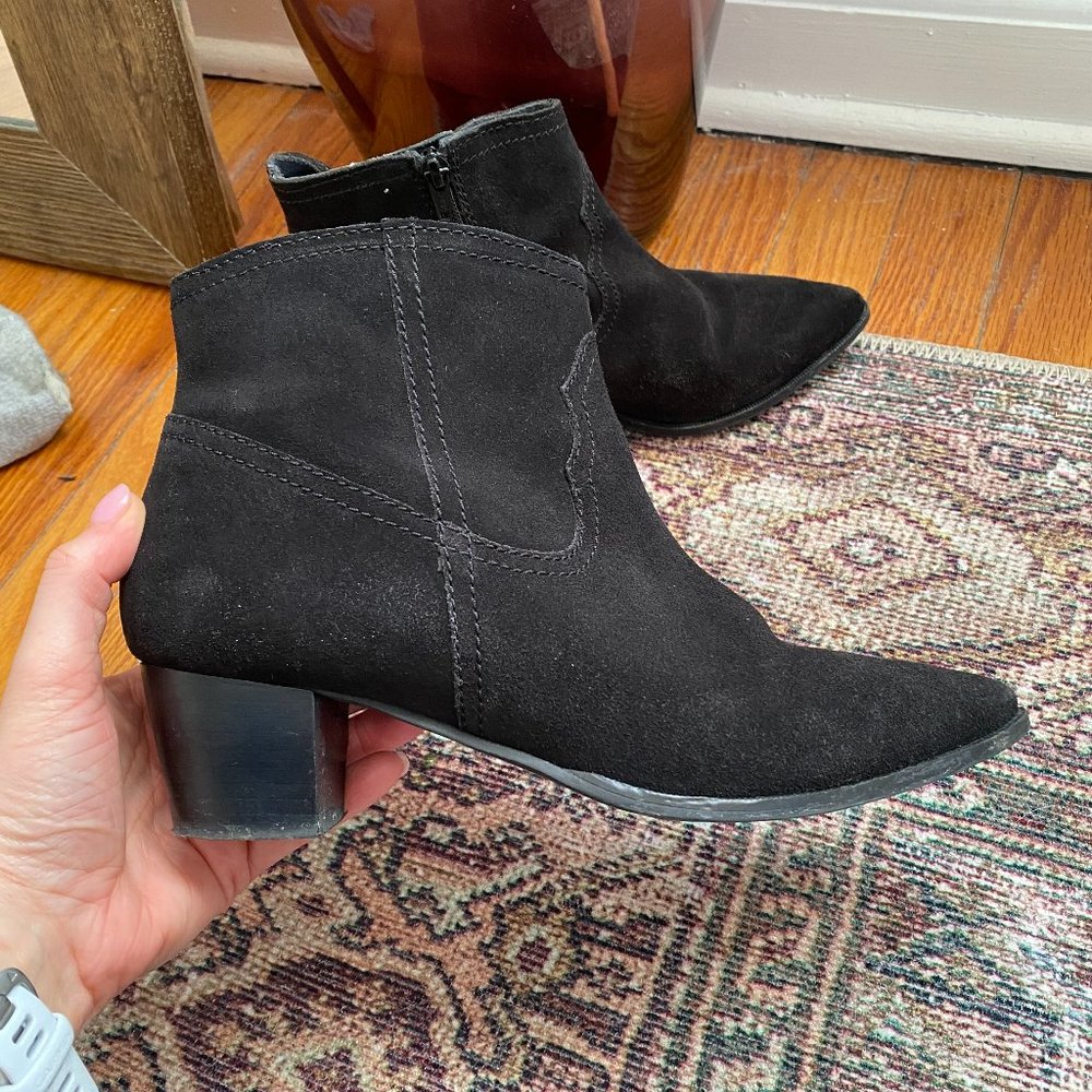 Seychelles Western Chic Black Suede Point Toe Bootie Size 8